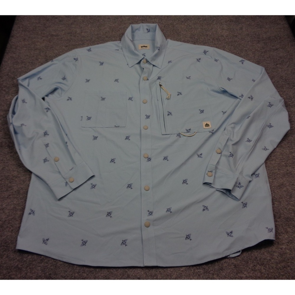 Teton Gravity Research Shirt Mens 2XL Blue Fly‎ Fishing Performance  Long Sleeve